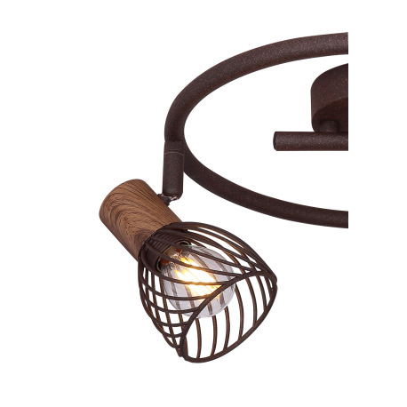 Stropné svietidlo, kov vo farbe imitujúcu hrdzu, kov imitácia dreva, Ø280, V:160, bez žiaroviek 3xE1 14