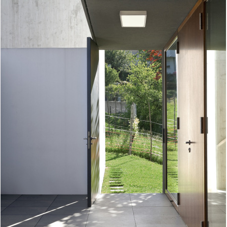 Stropné svietidlo, hliník matný nikel, akryl opál, stmievateľné, LxWxH: 145x145x26, vrátane 1xLED 15 9