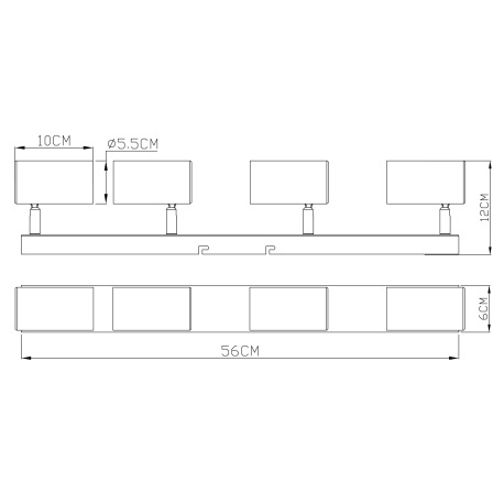 Stropné svietidlo, kov biely, chrómový, DxŠxV:560x60x120mm, bez žiaroviek 4x GU10, max. 35W 230V 9