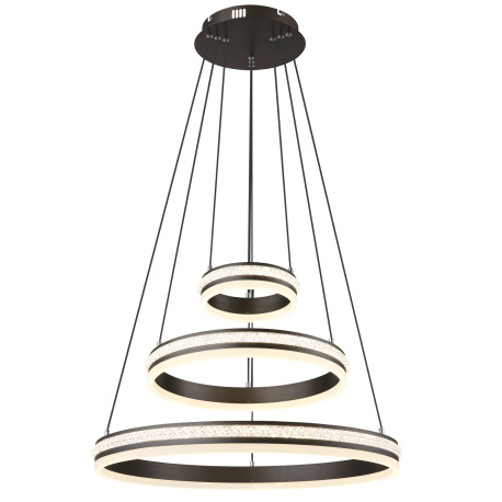 Závesné svietidlo, kov a hliník titánová farba, číre plastové krištále, akryl biely, stmievateľné,vi 6