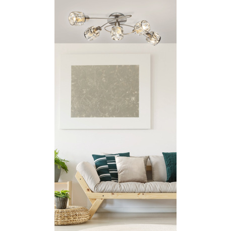 Stropné svietidlo, kov, nikel, chróm, sklenený kryštál priehľadný, DxŠxV:615x360x210, bez žiaroviek 2