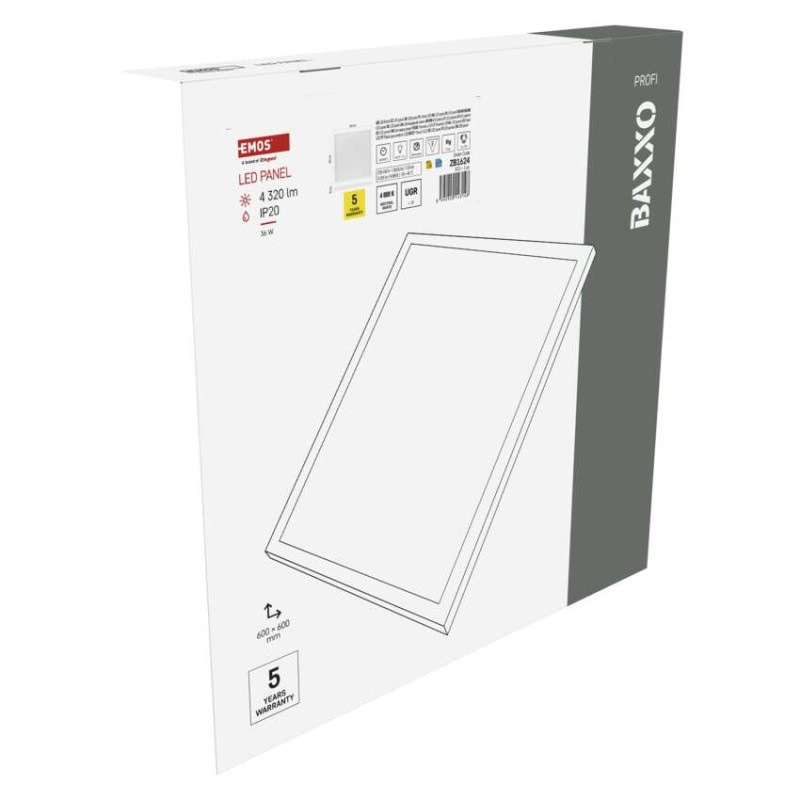 LED panel BAXXO 60×60, štvorcový prisadený biely, 36W neutr. biela 11