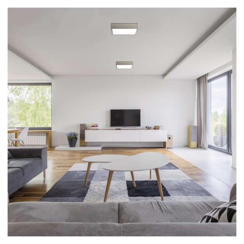 LED prisadené svietidlo, štvorec, strieborné, 21W, CCT 3