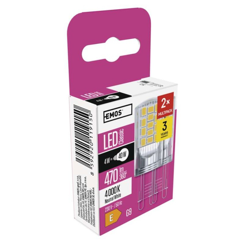 LED žiarovka Classic JC / G9 / 4 W (40 W) / 470 lm / neutrálna biela 11