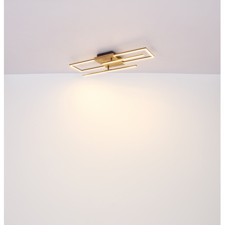 Stropné svietidlo, kov čierny, MDF vzhľad dreva, plast opál, otočné, DxŠxV:800x610x115mm, vrátane LE 8