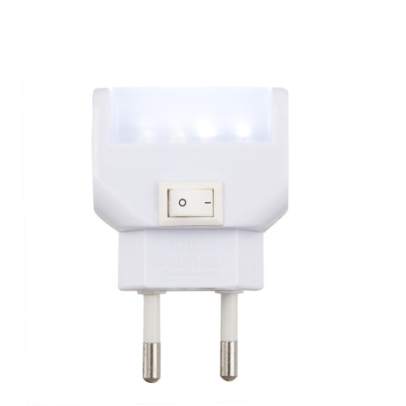 Svietidlo do zásuvky, plast biely, plast satinovaný, vypínač, DxŠxV: 47x25x70, vrátane 4xLED 0,06W 2 5