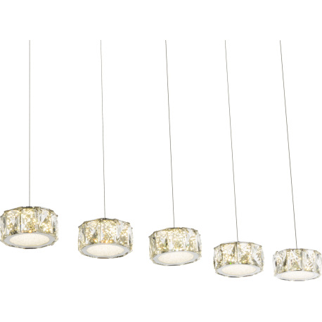 Závesné svietidlo, kov, chróm, akryl, sklenené kryštály, 2 LED spoty vo vrchnej časti svietidla, DxŠ 6