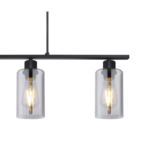 Závesné svietidlo, kov čierny matný, dymové sklo, DxŠxV:980x100x1200, bez žiaroviek 4xE27, max. 60W 6