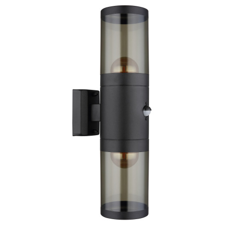 Vonkajšie svietidlo nerezová oceľ čierna matná, plast dymovej farby, smer svetla: hore a dole, vráta 3