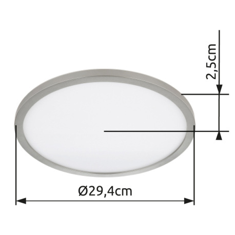 Stropné svietidlo, plast niklový, satinovaný, biely, niekoľko úrovní cez nástenný spínač, podsvieten 11