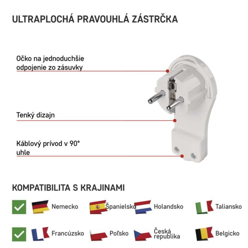 Vidlica uhlová pre predlžovací kábel, biela 4