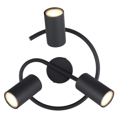 Stropné svietidlo, kov čierny matný, chróm, ø: 250mm, V: 135mm, bez žiaroviek 3xGU10, max. 25W 230V 9