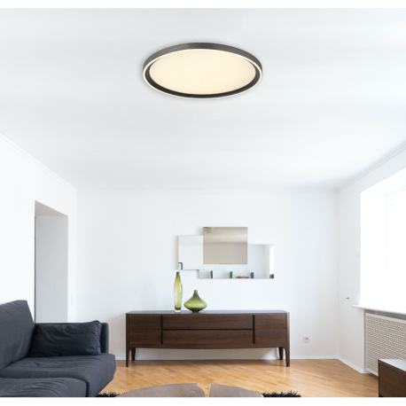 Stropné svietidlo, brúsený hliník sivý, akryl biely, silikón biely, stmievateľné, niekoľko úrovní po 14