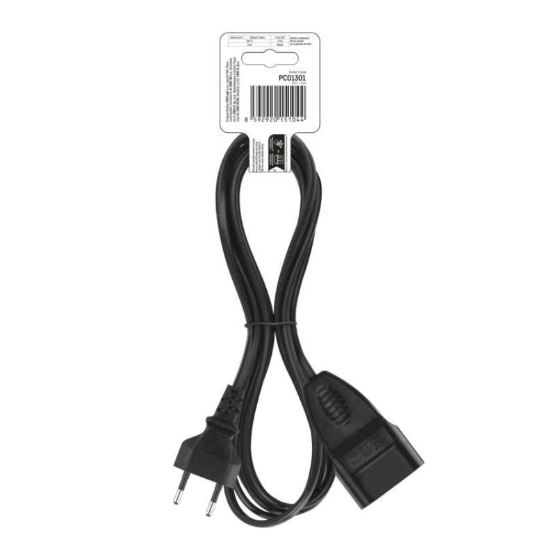 Dvojžilový pohyblivý prívod 1,5 m / 1 zásuvka / čierny / PVC / 0,75 mm2 6