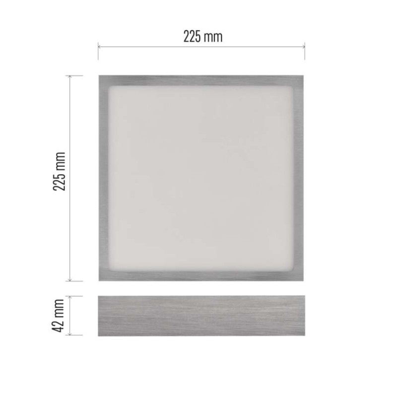 LED prisadené svietidlo, štvorec, strieborné, 21W, CCT 2