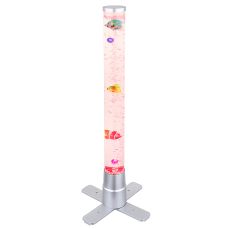 Stojanové svietidlo, plast sivý a priehľadný, čierny PVC kábel, s vypínačom na kábli, RGB zmena farb