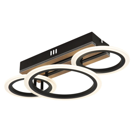 Stropné svietidlo, kov čierny matný, MDF s tmavým dreveným efektom, plast biely, niekoľko úrovní pom