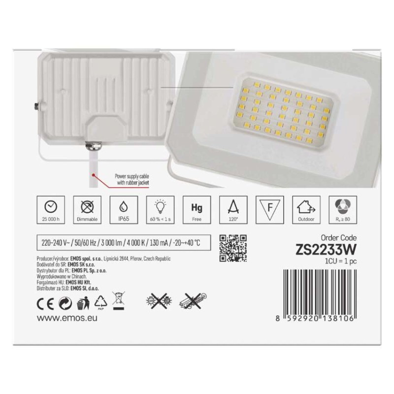 LED reflektor SIMPO 30W, biely, IP65, 3000 lm, neutrálna biela 11