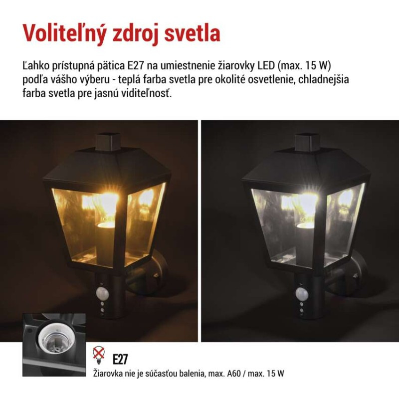 Záhradné nástenné svietidlo ADENIA, senzor súmraku, 19,8 x 15 x 29,8 cm, 1 x E27, 15 W 4