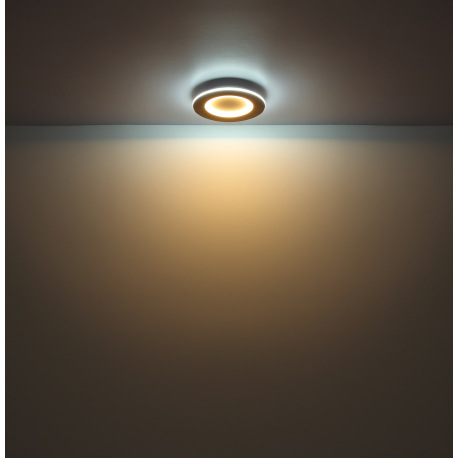 Stropné svietidlo kov biely, akryl imitácia dreva, akryl biely, ø: 300mm, V: 50mm, vrátane LED 23,4W 11