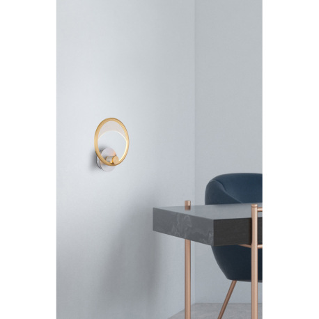 Nástenné svietidlo, hliník strieborný a zlatý, akryl číry, plast biely, akryl s ozdobným dierovaním, 9