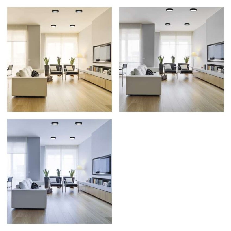 LED prisadené svietidlo, kruhové, čierne, 12,5W, CCT 4