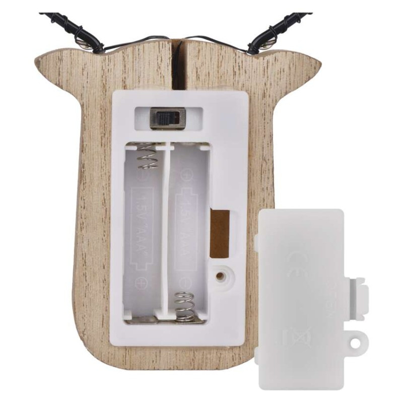 LED dekorácia drevená – sobík, 16 cm, 2x AAA, vnútorné, teplá biela, časovač, 12 ks, displ 4