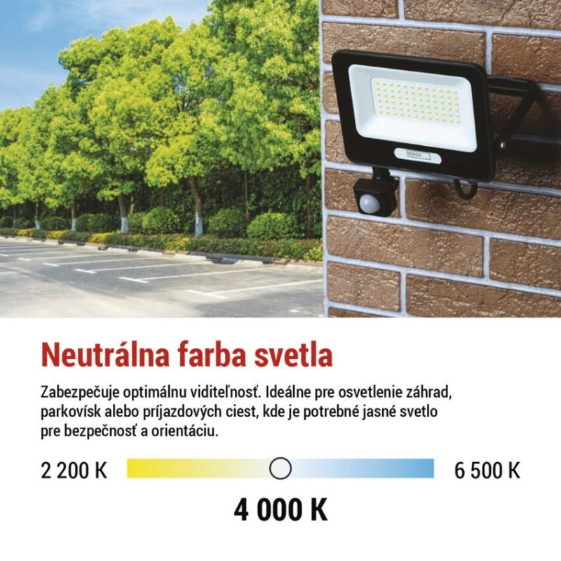 LED reflektor GLARO s pohybovým čidlom, 50 W, čierny, IP54, 5000 lm, neutrálna biela 9