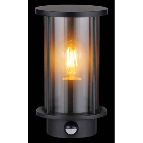 Vonkajšie svietidlo nerezová oceľ čierna matná, sklo dymové, kovové tyče čierne matné, vrátane senzo 5