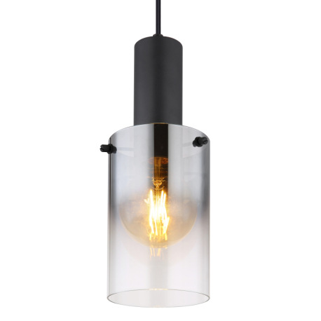 Závesné svietidlo, kov čierny, sklo dymové, priehľadné, kábel PVC čierny, možnosť skrátenia výšky, ø 12