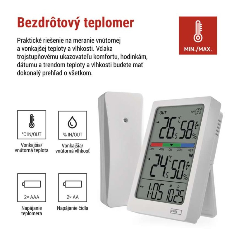 Digitálny bezdrôtový teplomer E0558W 1