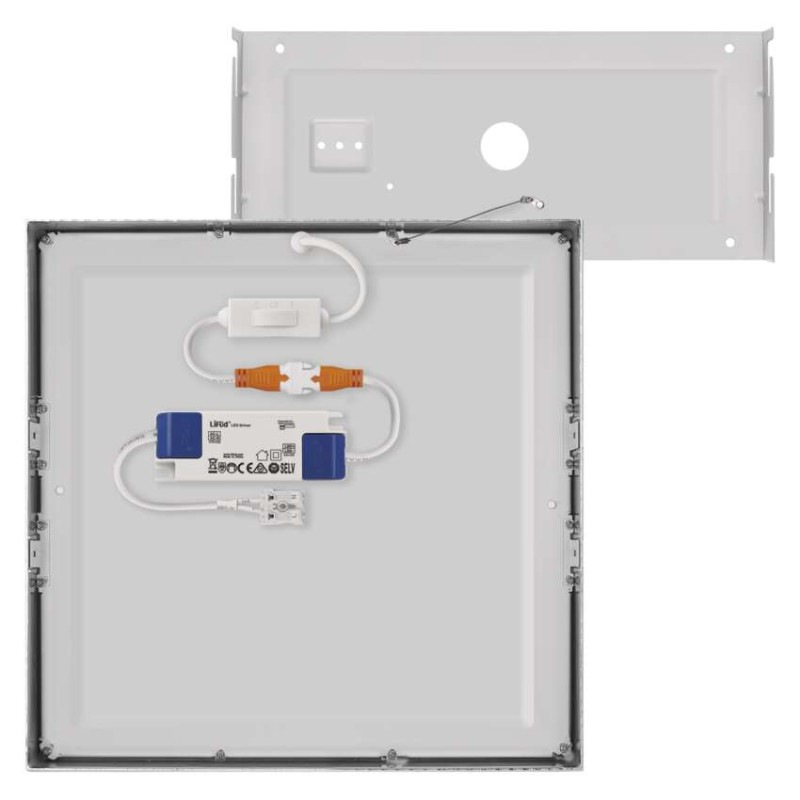 LED prisadené svietidlo, štvorec, strieborné, 28,5W, CCT 12
