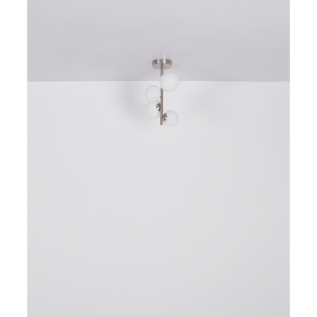 Závesné svietidlo, kov nikel, sklenené gule biele, čierny PVC kábel, výškovo nastaviteľné, ø: 550 mm 5