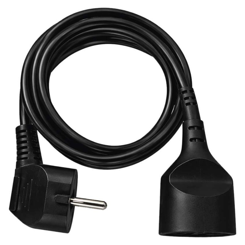 Predlžovací kábel 1,5 m / 1 zásuvka / čierny / PVC / 1 mm2