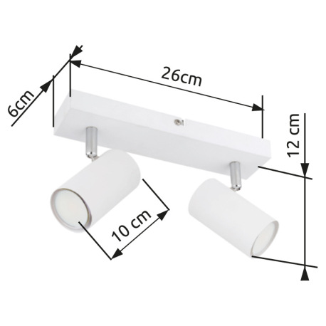 Nástenné svietidlo, kov biely, kov chrómový, DxŠxV:260x60x120mm, bez žiaroviek 2x GU10, max. 35W 230 20