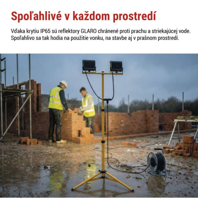 LED reflektor GLARO, 2×30W + trojnožka, neutrálna biela 5
