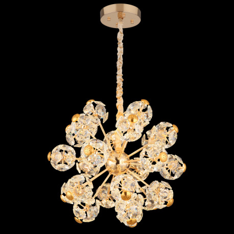 Závesné svietidlo, zlatý kov, číre sklenené kryštály, ø: 650 mm, V: 1350 mm, LED 70W, zdroj 7600 lm, 2