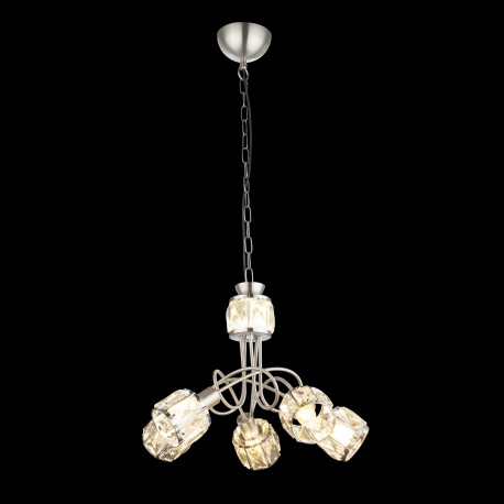 Závesné svietidlo, kov nikel matný, chróm, sklenený kryštál priehľadný, 1x vrátane LED, Ø400, V:1300 5