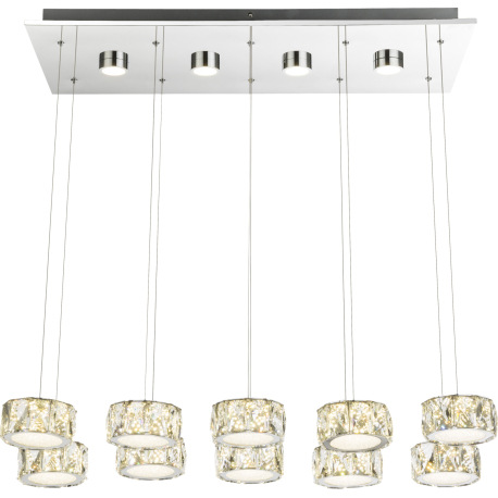 Závesné svietidlo, kov, chróm, akryl, sklenené kryštály, 4 LED spoty vo vrchnej časti svietidla, DxŠ 4