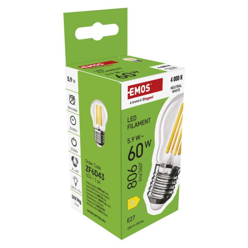 LED žiarovka Filament Mini Globe / E27 / 5,9 W (60 W) / 806 lm / Neutrálna biela 6