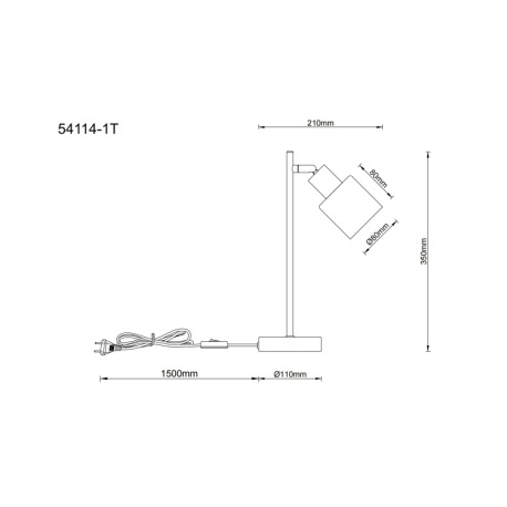 Stolná lampa, kov, piesková matná, kov chrómovaný, sklo biele, kábel PVC čierny, kolískový vypínač n 13