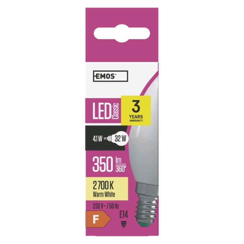 LED žiarovka Classic sviečka / E14 / 4,1 W (32 W) / 350 lm / teplá biela 3