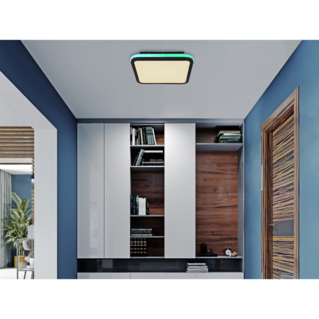 Stropné svietidlo kov čierny matný, akryl biely, stmievateľné, niekoľko úrovní pomocou nástenného sp 20