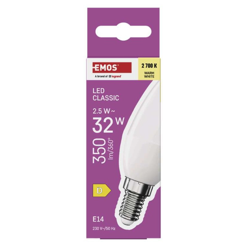 LED žiarovka Classic sviečka / E14 / 2,5 W (32 W) / 350 lm / Teplá biela 5