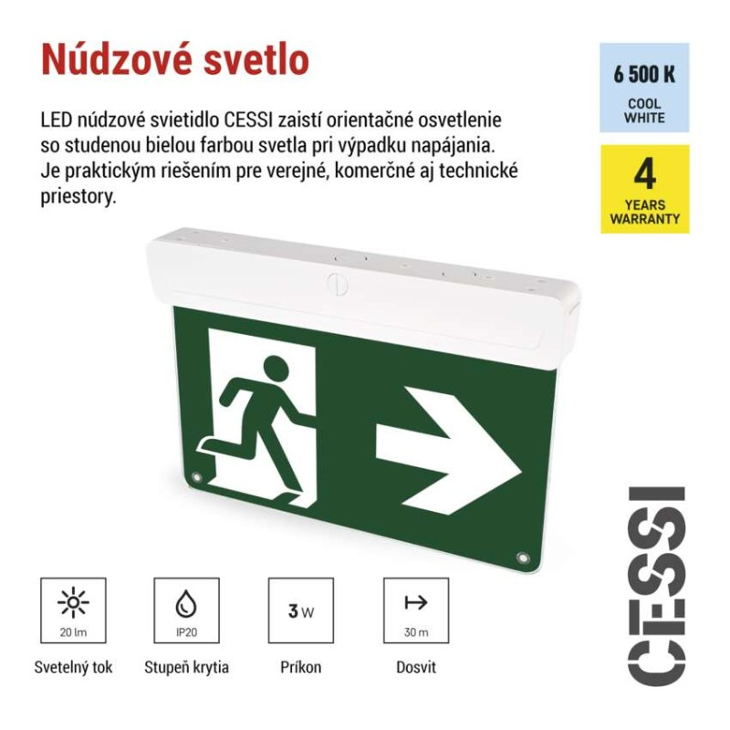 LED Núdzové svietidlo CESSI 3W 3H IP20 AT 1