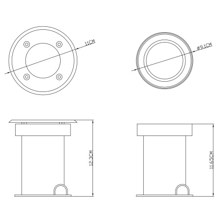 Vonkajšie svietidlo, nerezová oceľ, sklo priehľadné, zaťažiteľnosť až 2000 kg, IP65, Ø 110, V: 115, 7