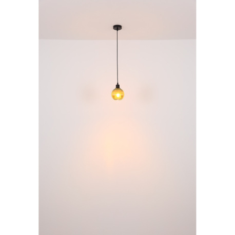 Závesné svietidlo, kov čierny, sklenená guľa zelená, biela, kábel PVC čierny, možnosť skrátenia výšk 14