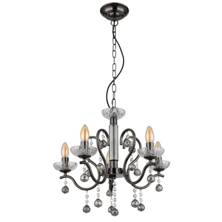 Závesné svietidlo, kov čierny chróm, číre sklenené krištále, krištále dymovej farby, výškovo nastavi 11