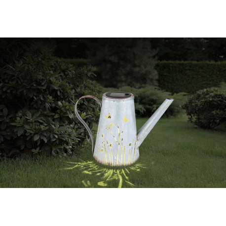 Solárne svietidlo, kov modrý antik, dekoratívne rezy, farba imitácia hrdze, plast čierny, vypínač, a 5