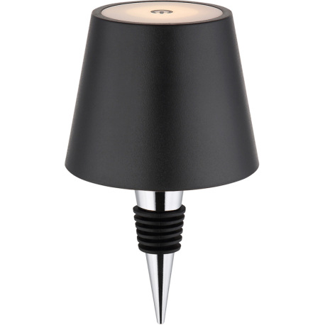 Stolová lampa, kov/plast čierny/biely, dotyk. zap/vyp/stmievanie, USB-A 2.0 - USB-C; aku CR18650 180 9